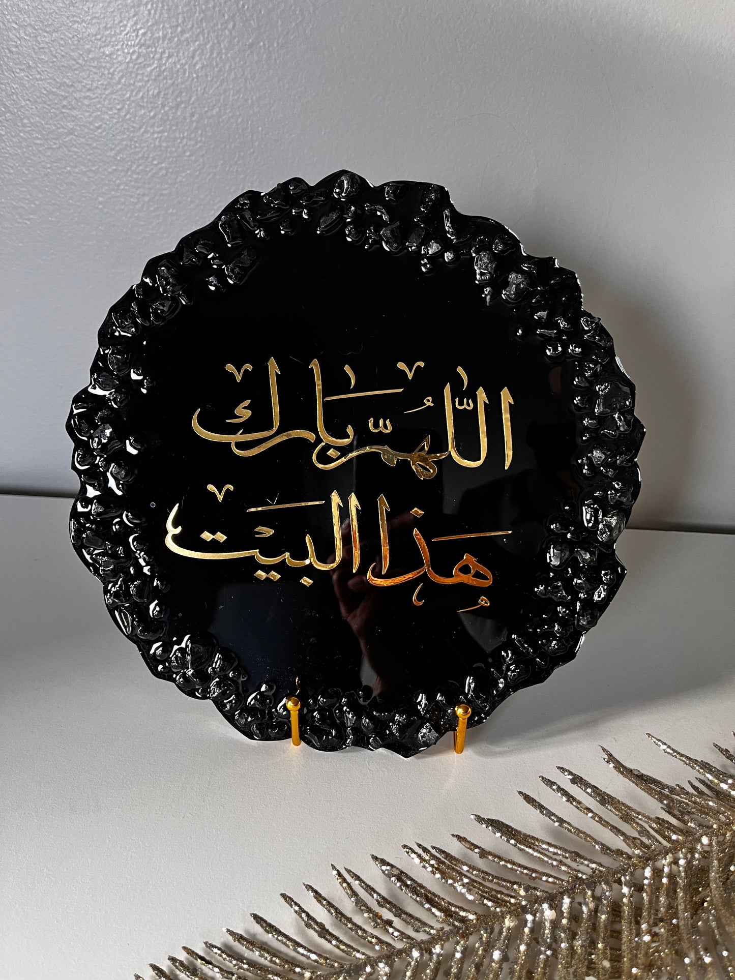 Décoration en résine avec calligraphie