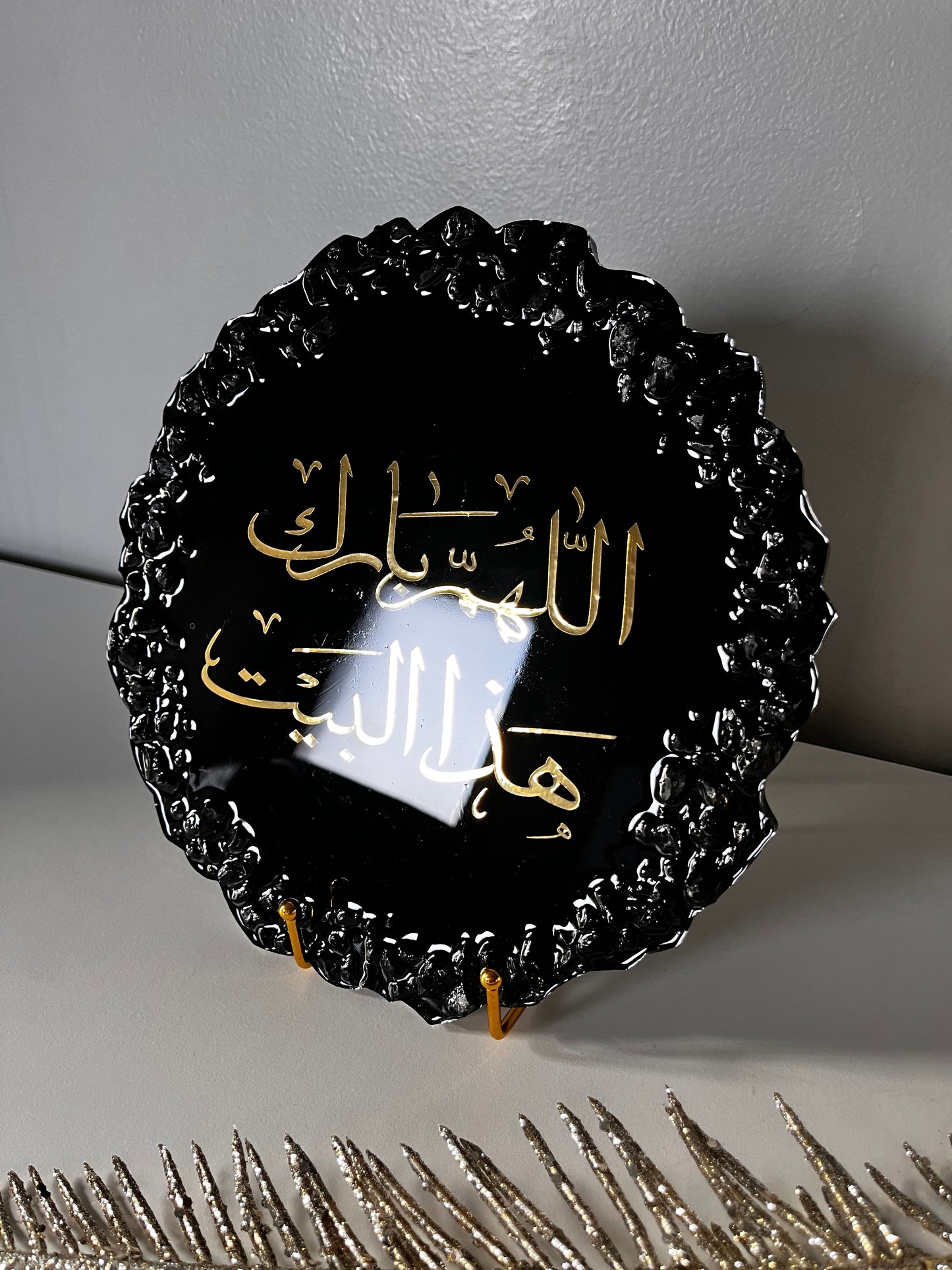 Décoration en résine avec calligraphie